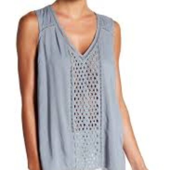 Love Stitch Lace Front and Back V- Neck Tank - Picture 1 of 8